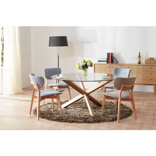 GAVA MODERN DINING TABLE - 140CM DIAMETER BEECH FINISHED LEGS